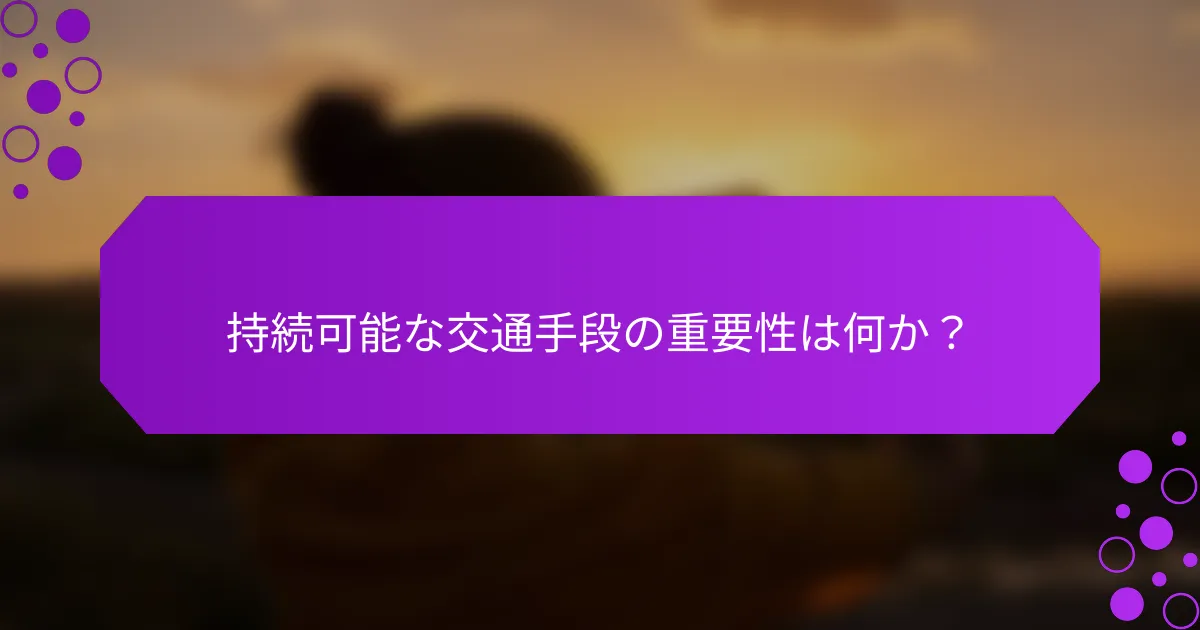 持続可能な交通手段の重要性は何か？