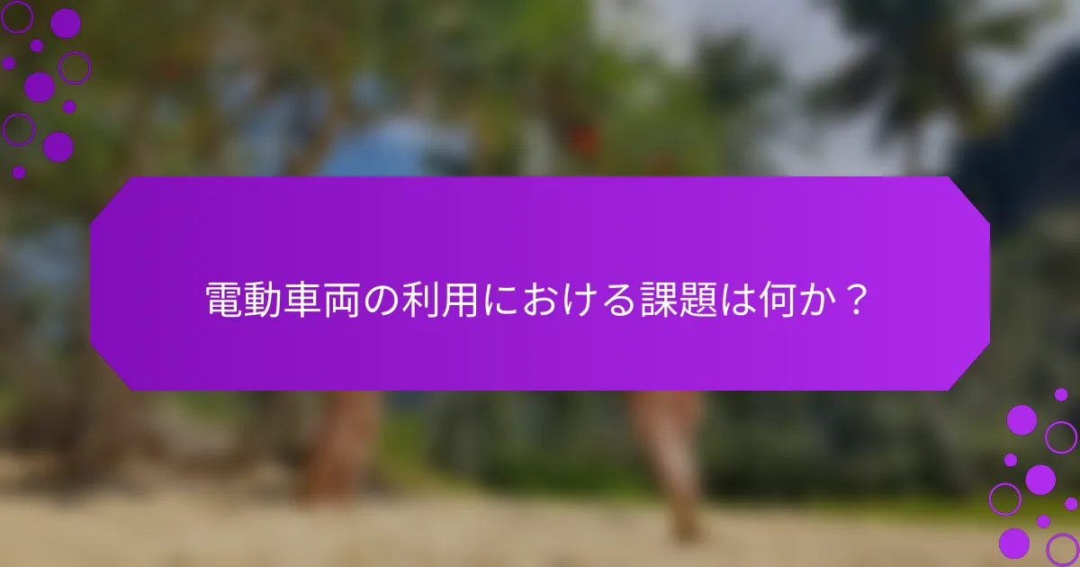 電動車両の利用における課題は何か？