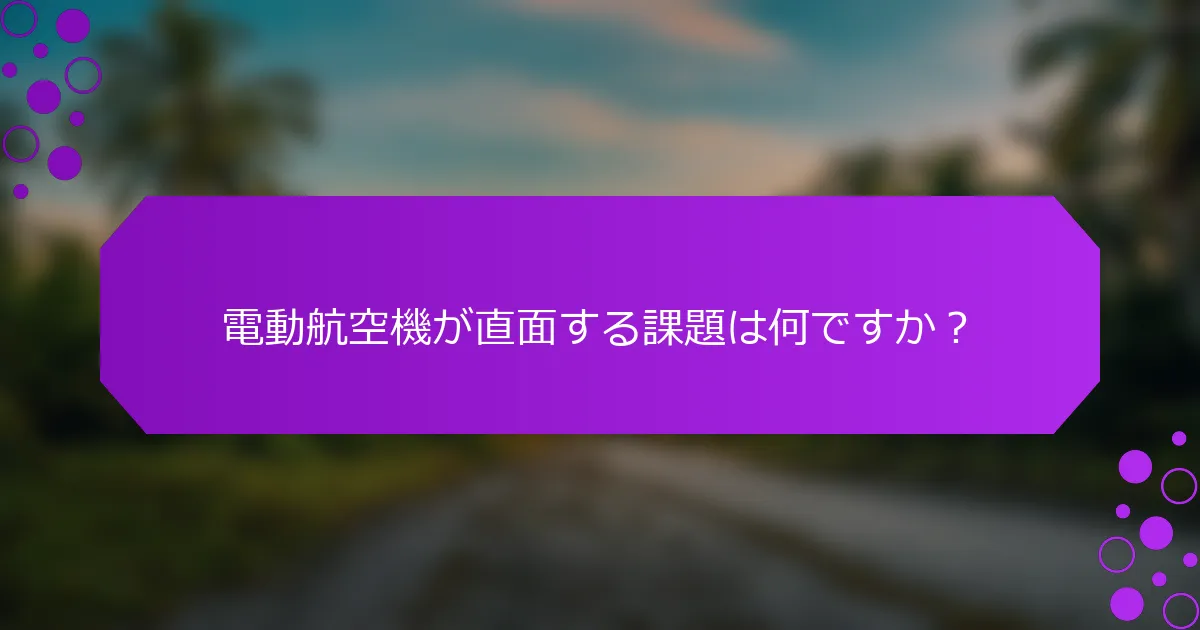 電動航空機が直面する課題は何ですか？