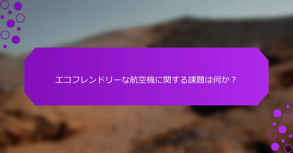 エコフレンドリーな航空機に関する課題は何か？