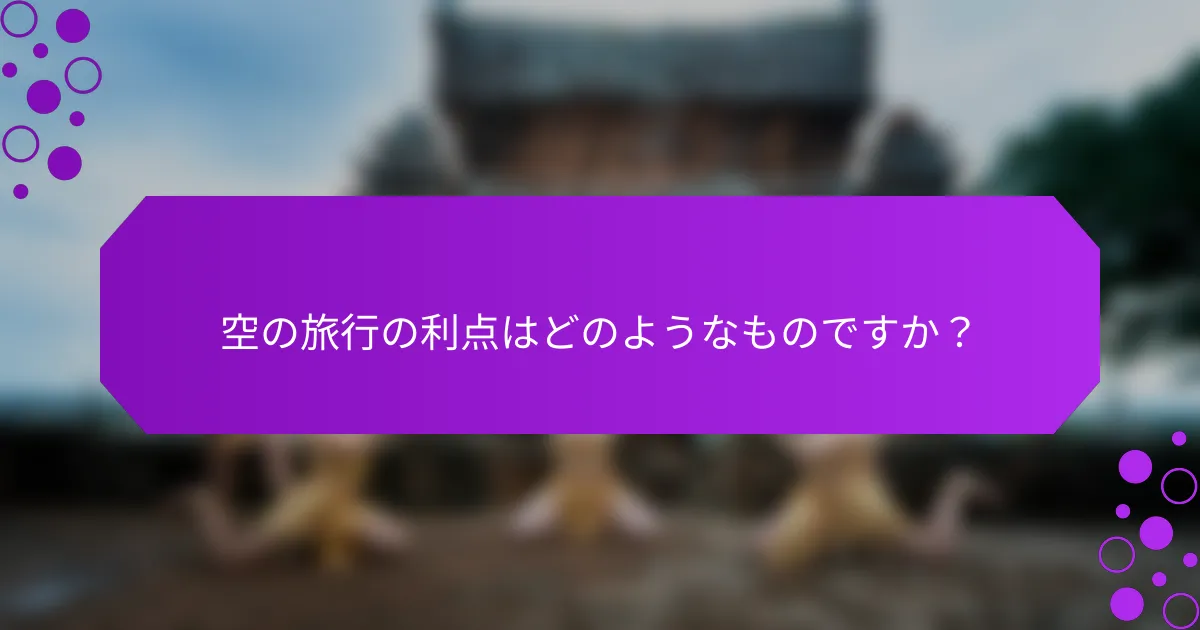 空の旅行の利点はどのようなものですか？
