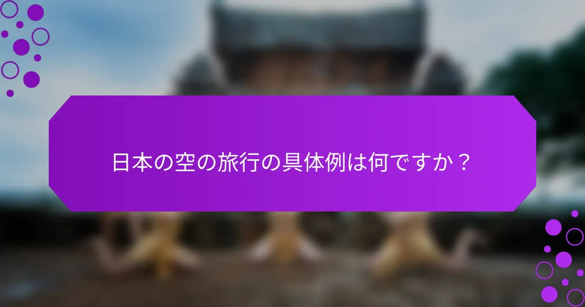 日本の空の旅行の具体例は何ですか？