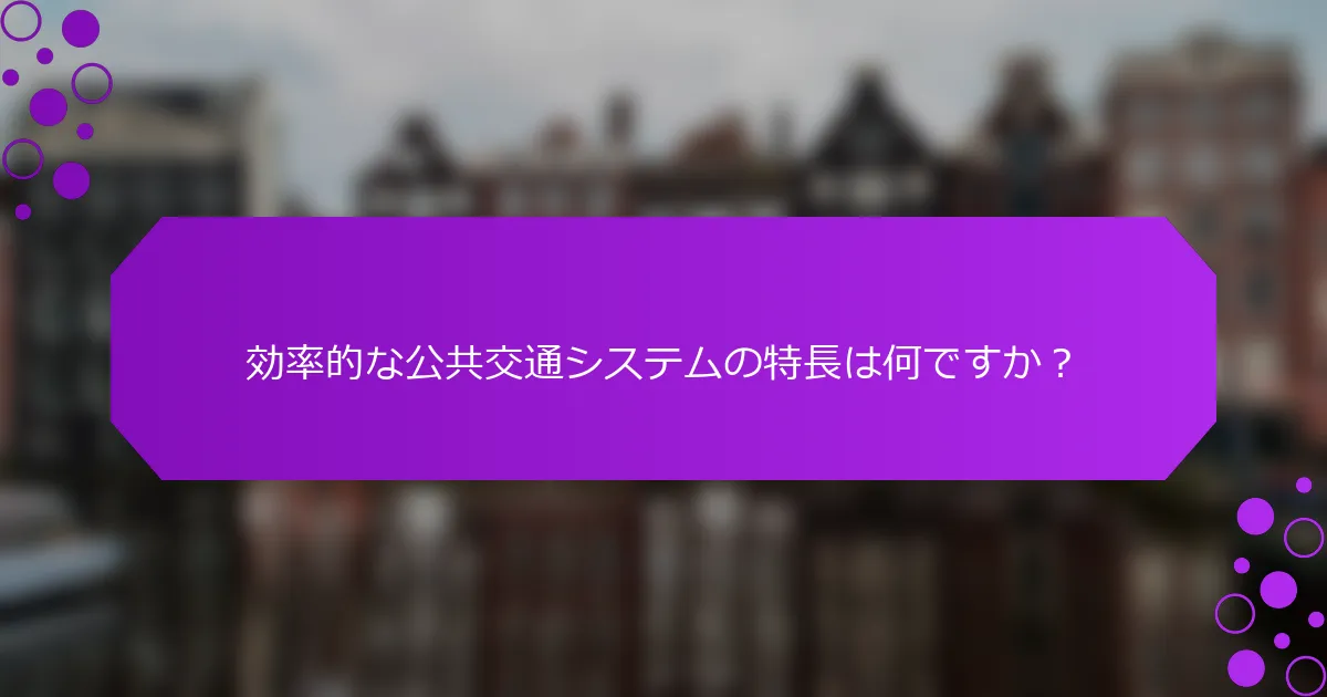 効率的な公共交通システムの特長は何ですか？